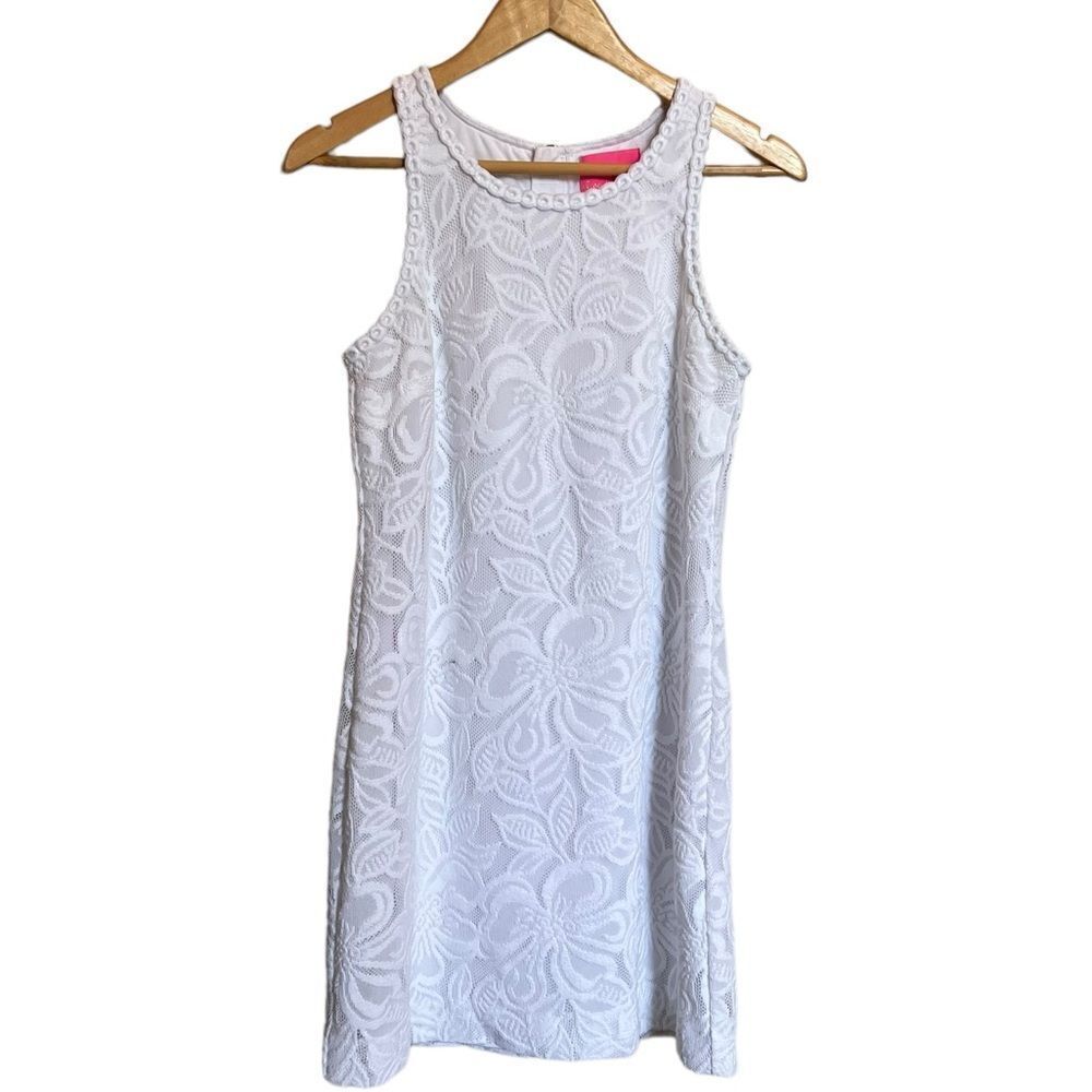 Lilly Pulitzer Marquette Shift Dress Wildflower Stripe Lace Size Small White - Picture 2 of 6